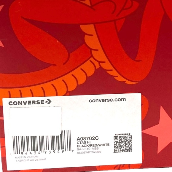 Converse Chuck Taylor High Top Men Shoes Gray Red Canvas Skate A08702C - Picture 8 of 9